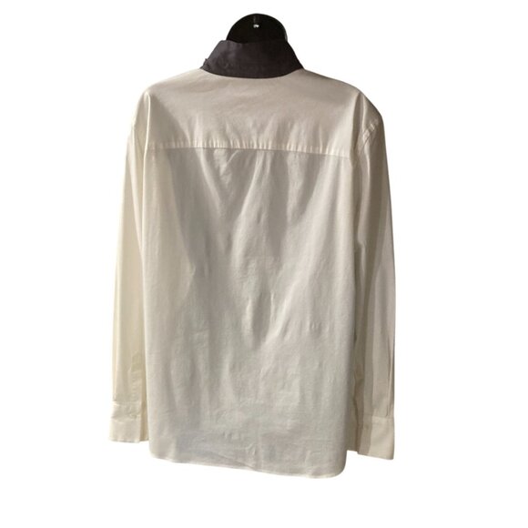 Brunello Cucinelli white button up blouse with embroidered stand collar size XXL - Picture 4 of 9